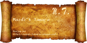 Mazák Tamara névjegykártya